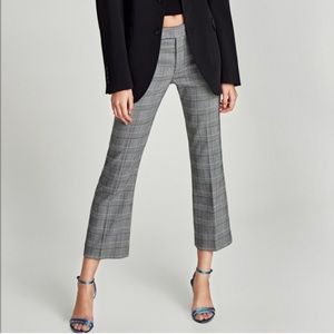 Zara Plaid Checked Tartan Cropped Pants